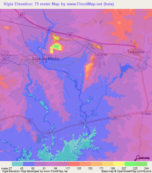 Vigia,Cuba Elevation Map