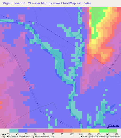 Vigia,Cuba Elevation Map