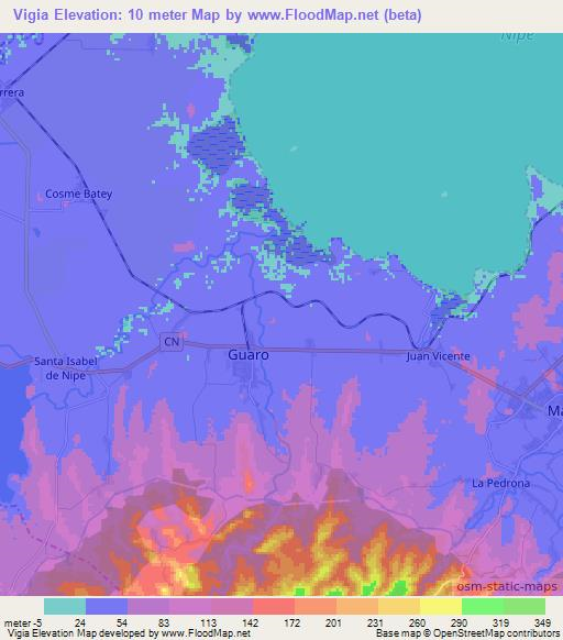 Vigia,Cuba Elevation Map