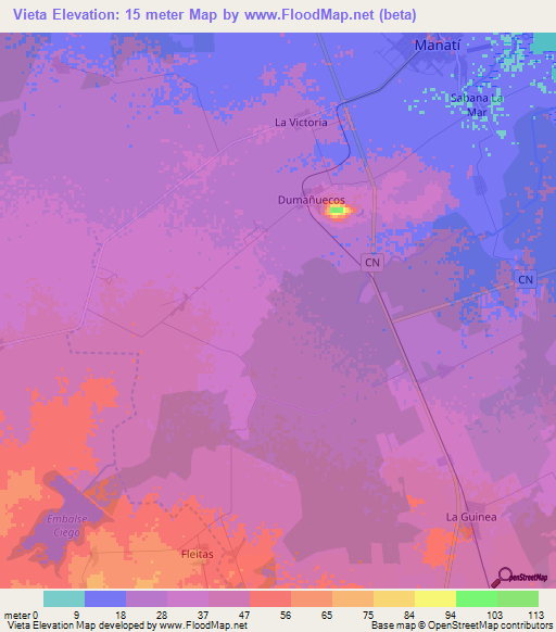 Vieta,Cuba Elevation Map