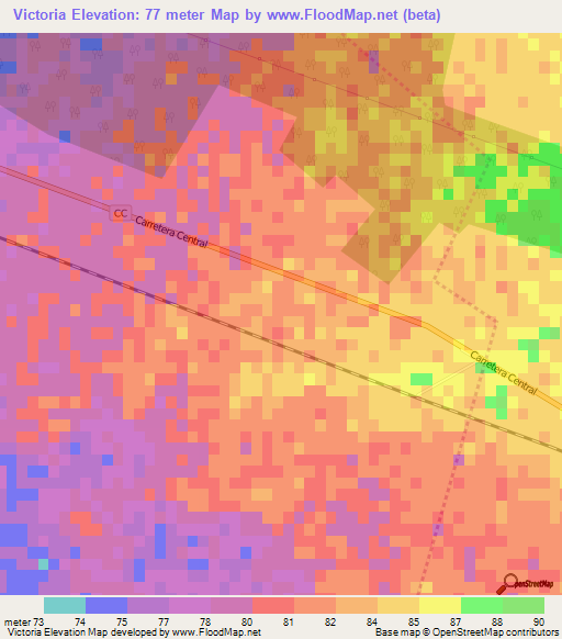 Victoria,Cuba Elevation Map
