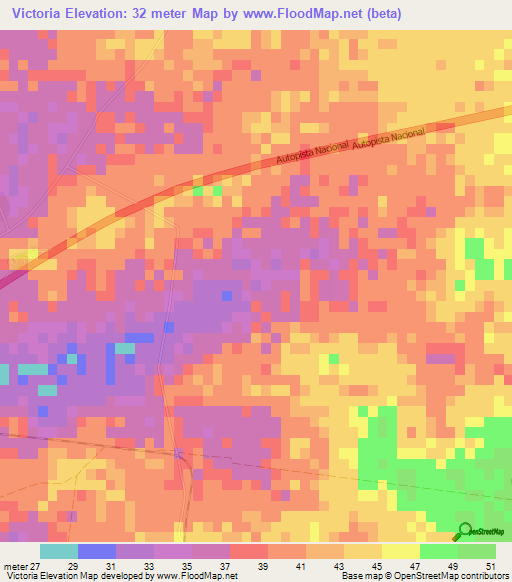 Victoria,Cuba Elevation Map