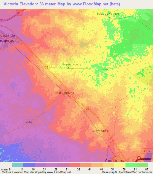 Victoria,Cuba Elevation Map