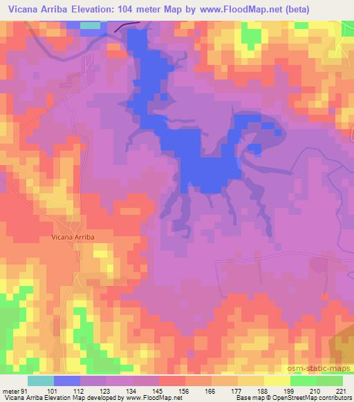Vicana Arriba,Cuba Elevation Map