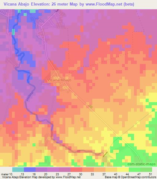 Vicana Abajo,Cuba Elevation Map
