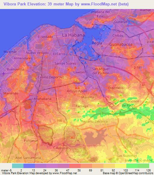 Vibora Park,Cuba Elevation Map