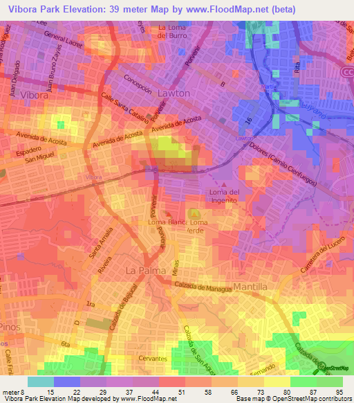 Vibora Park,Cuba Elevation Map