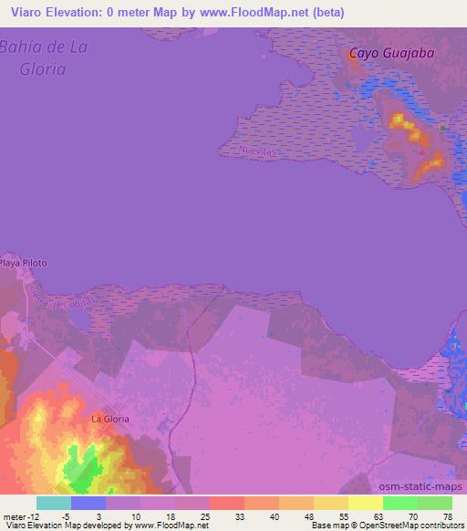 Viaro,Cuba Elevation Map