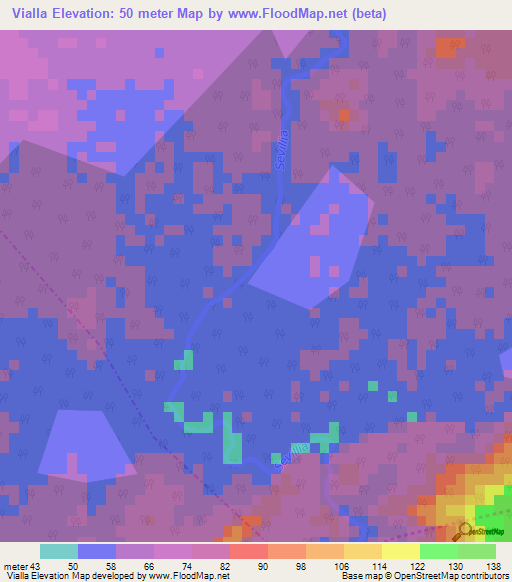Vialla,Cuba Elevation Map