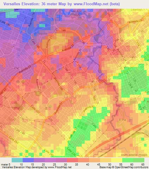 Versalles,Cuba Elevation Map