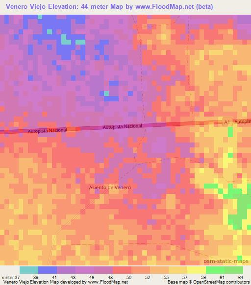 Venero Viejo,Cuba Elevation Map