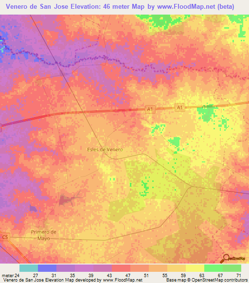 Venero de San Jose,Cuba Elevation Map