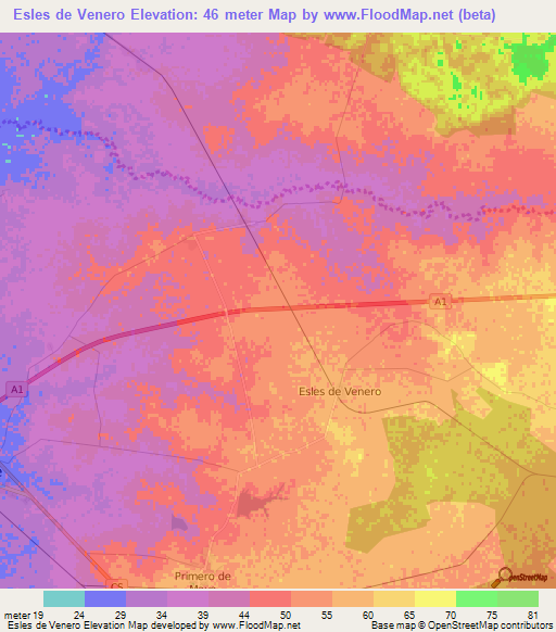 Esles de Venero,Cuba Elevation Map