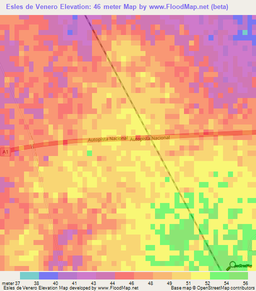 Esles de Venero,Cuba Elevation Map