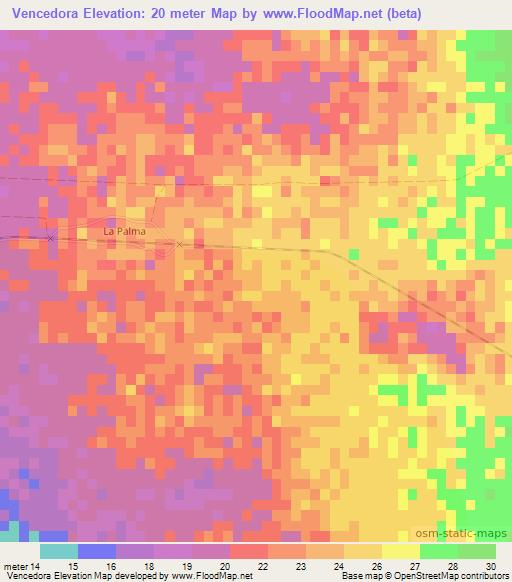 Vencedora,Cuba Elevation Map