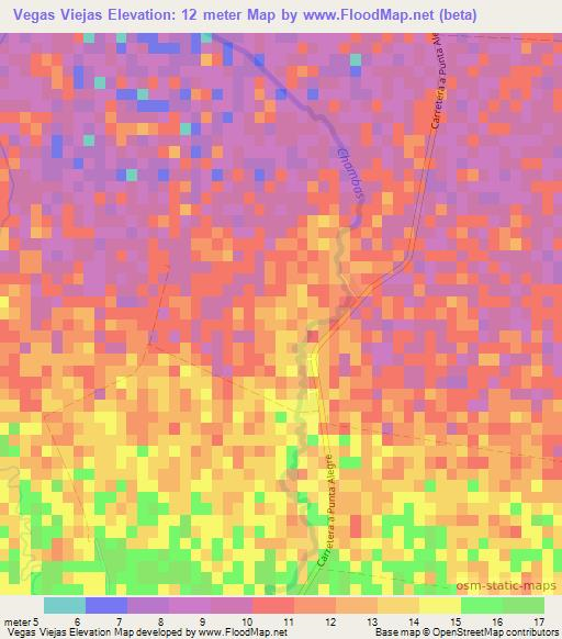 Vegas Viejas,Cuba Elevation Map