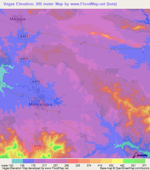 Vegas,Cuba Elevation Map