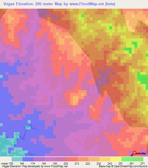 Vegas,Cuba Elevation Map