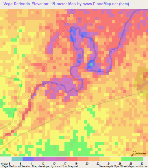 Vega Redonda,Cuba Elevation Map