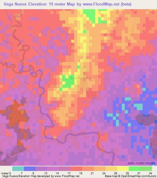 Vega Nueva,Cuba Elevation Map