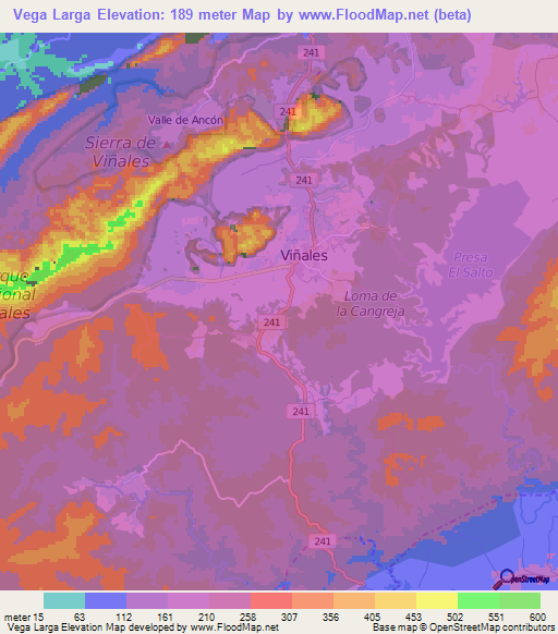 Vega Larga,Cuba Elevation Map