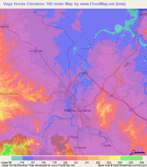 Vega Honda,Cuba Elevation Map