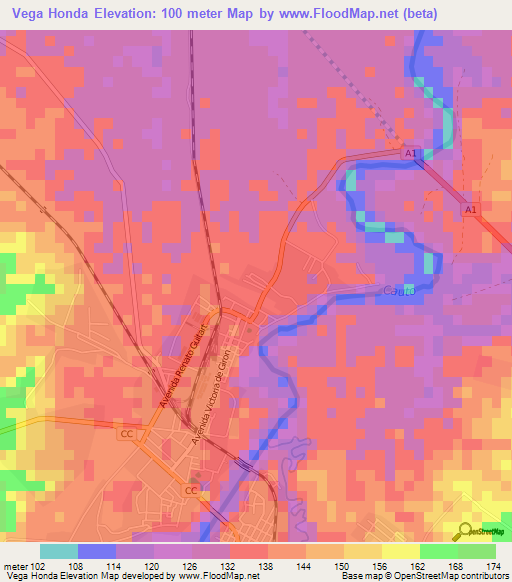 Vega Honda,Cuba Elevation Map