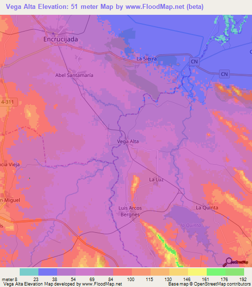 Vega Alta,Cuba Elevation Map