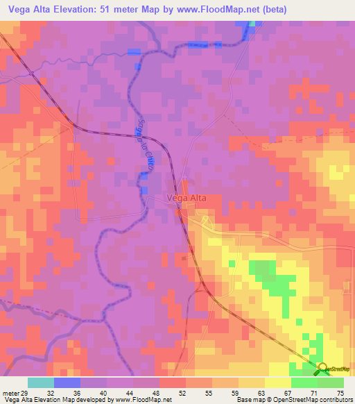 Vega Alta,Cuba Elevation Map