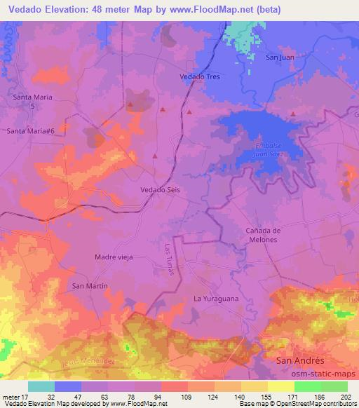 Vedado,Cuba Elevation Map