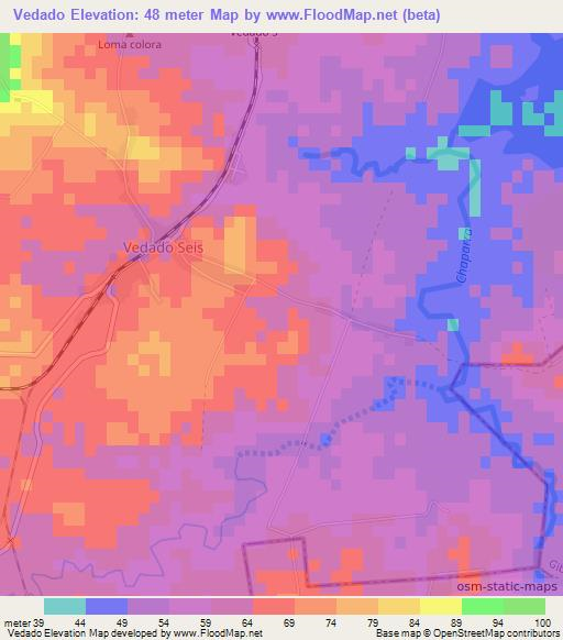Vedado,Cuba Elevation Map