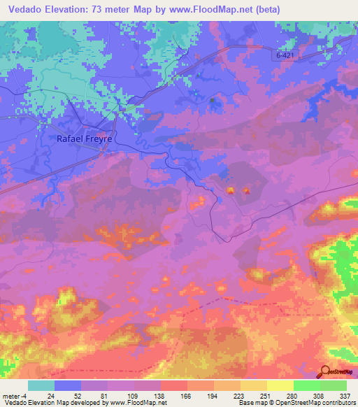 Vedado,Cuba Elevation Map