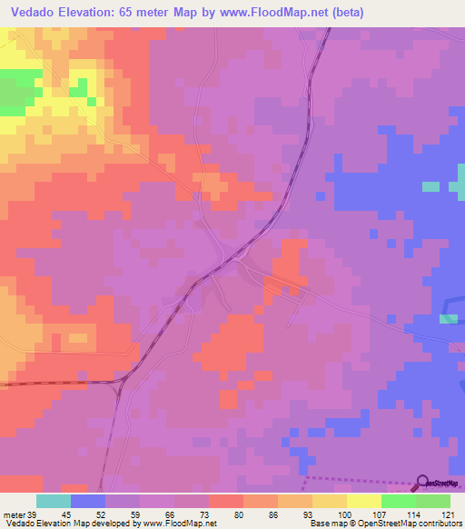 Vedado,Cuba Elevation Map