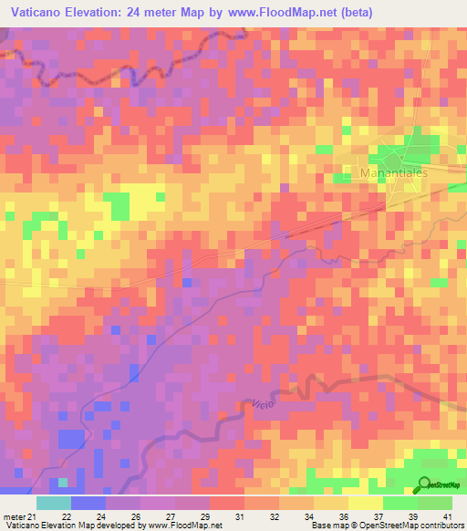 Vaticano,Cuba Elevation Map