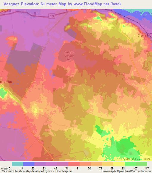 Vasquez,Cuba Elevation Map
