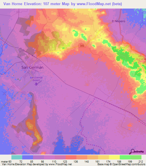 Van Horne,Cuba Elevation Map