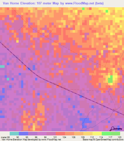 Van Horne,Cuba Elevation Map