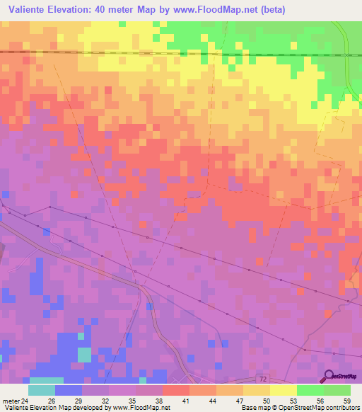 Valiente,Cuba Elevation Map