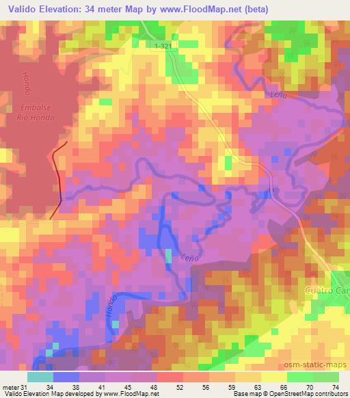 Valido,Cuba Elevation Map