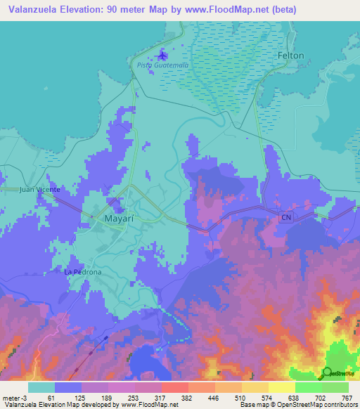 Valanzuela,Cuba Elevation Map