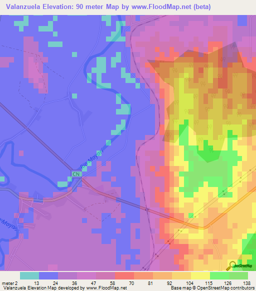 Valanzuela,Cuba Elevation Map