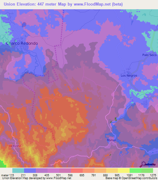 Union,Cuba Elevation Map