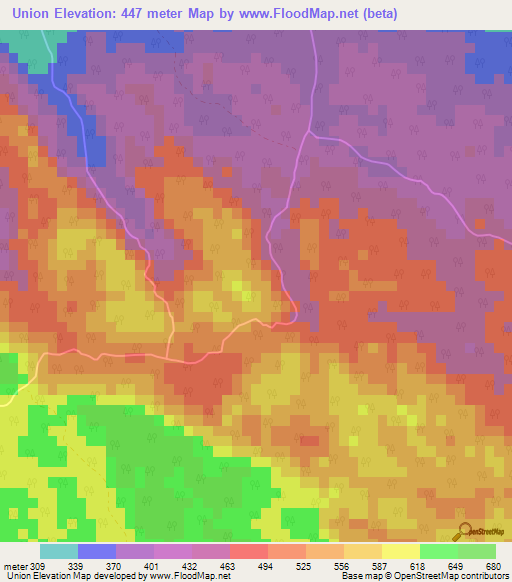 Union,Cuba Elevation Map