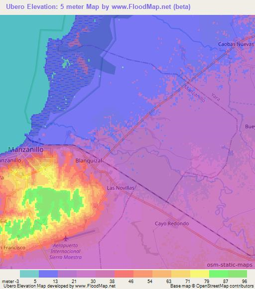 Ubero,Cuba Elevation Map