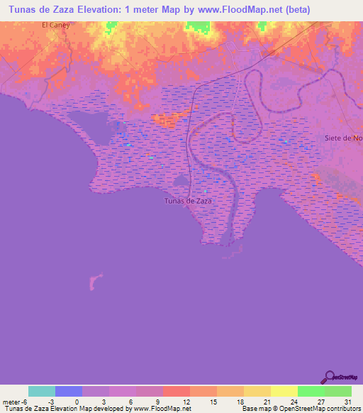 Tunas de Zaza,Cuba Elevation Map
