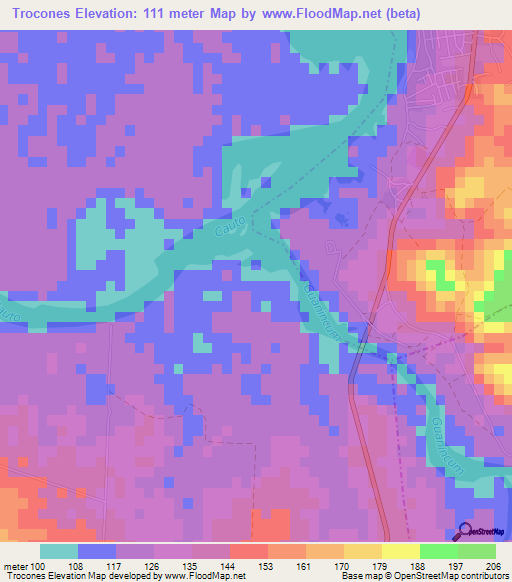 Trocones,Cuba Elevation Map