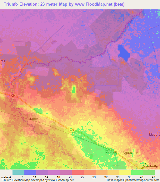 Triunfo,Cuba Elevation Map