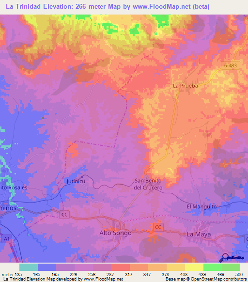 La Trinidad,Cuba Elevation Map
