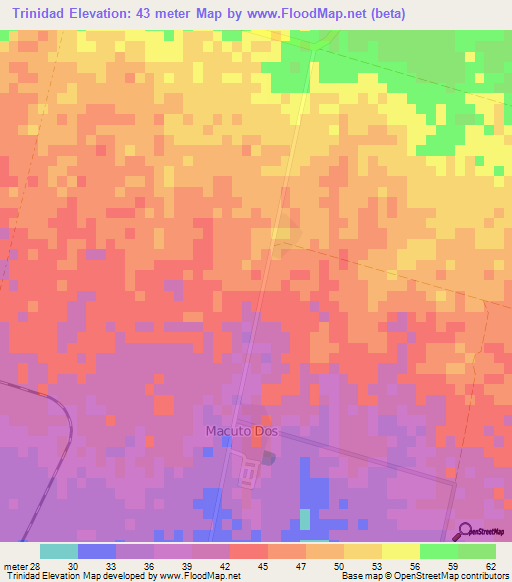 Trinidad,Cuba Elevation Map
