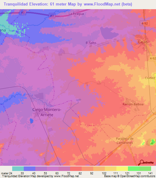 Tranquilidad,Cuba Elevation Map